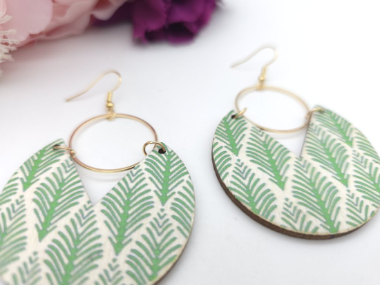 Preview: Große Holz Ohrringe Wood Muster